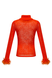 andreeva orange knit turtleneck