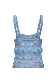 andreeva blue handmade knit top