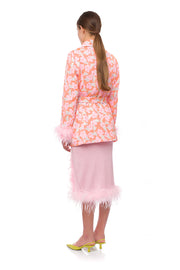 Pink Jacqueline Jacket  №21 With Detachable  Feather Cuffs