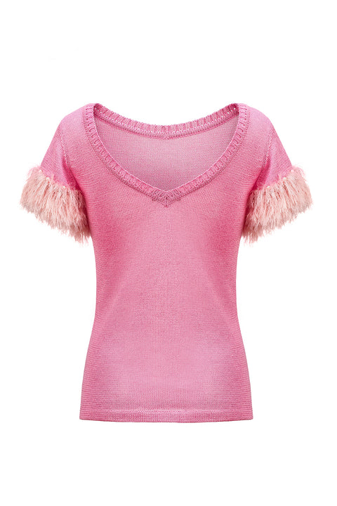andreeva pink knit top