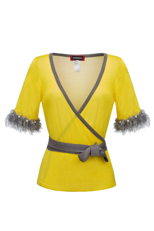 andreeva yellow knit top