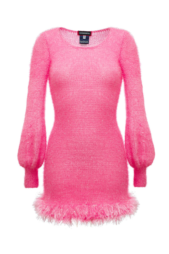 andreeva pink handmade knit dress