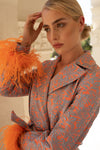 andreeva orange coat with feathets