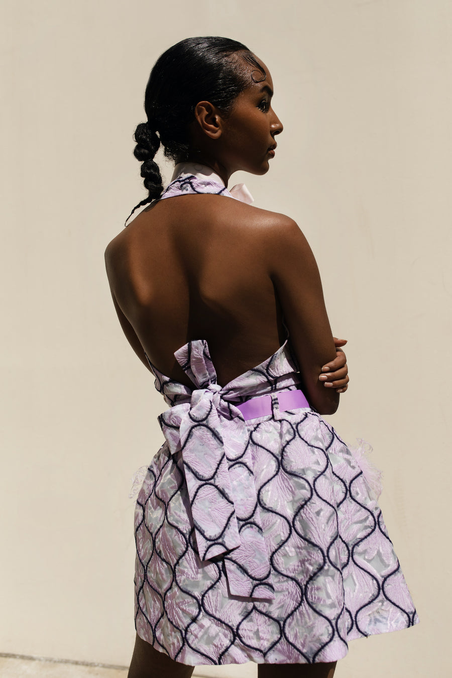 andreeva lavender skirt with feathers