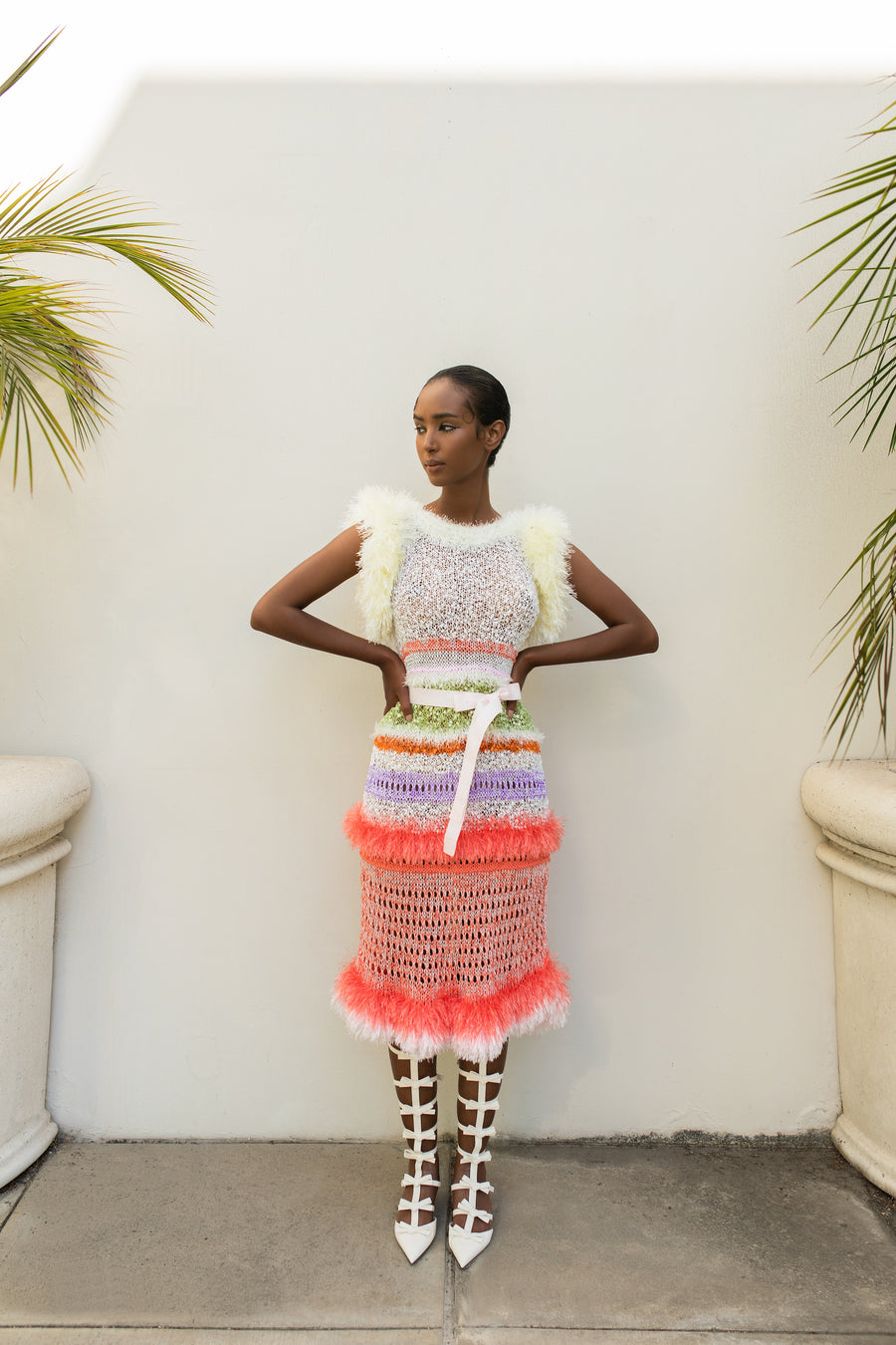 andreeva multicolor handmade knit dress