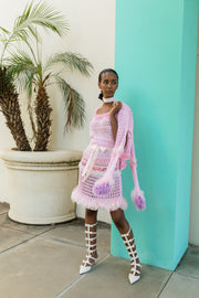andreeva pink handmade knit skirt