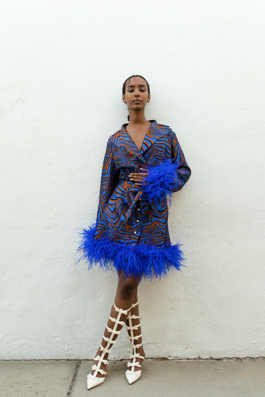 andreeva blue skirt with feathers