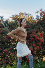 Brown Sundown Handmade Knit Sweater With Pearl Buttoms - sweater