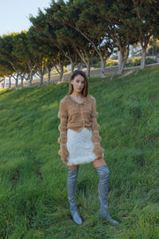 Brown Sundown Handmade Knit Sweater With Pearl Buttoms - sweater