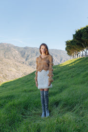 White Sundown Handmade Knit Skirt With Pear Buttons - skirt knitwear